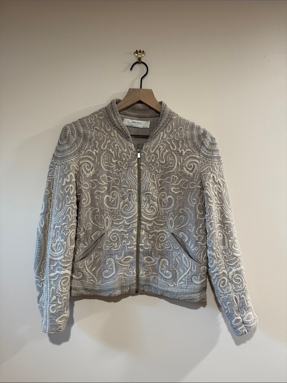 Zara Embroidered Bomber Jacket Size Small